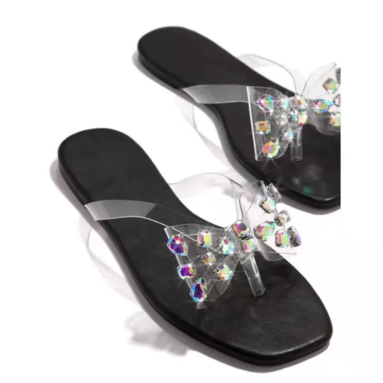 

2021 Women Summer Flat Platform Sandals Flip Flops Slippers Flat Heels Shoes Woman Female Casual Open Toe Rhinestone Sandalias