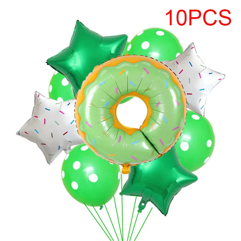 

10pcs donut aluminum film balloon combination baby birthday party decorations five-pointed star wave dot latex balloon candy set