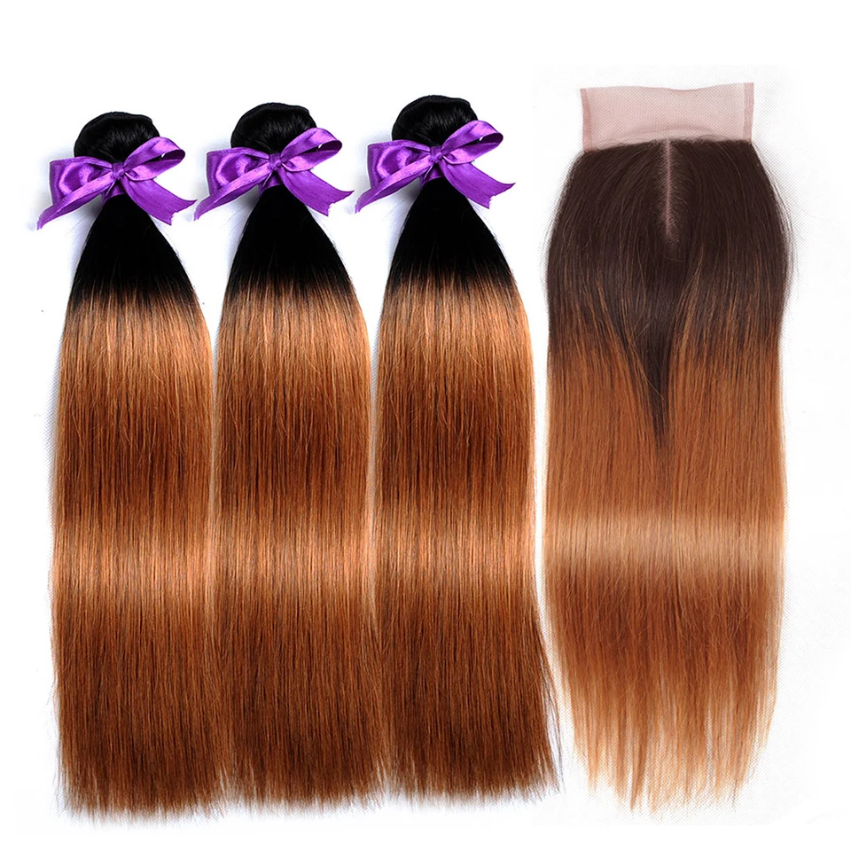 Пряди из перуанских прямых человеческих волос с эффектом омбре медовая