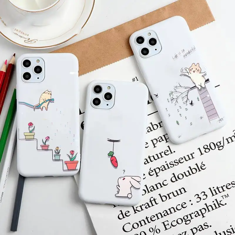 

Cute Cartoon Animal Clear Phone Cases For Iphone 6 6s 7 8 Plus XR X XS XSmax 11 12 Pro Mini Max Candy White Silicone Cover