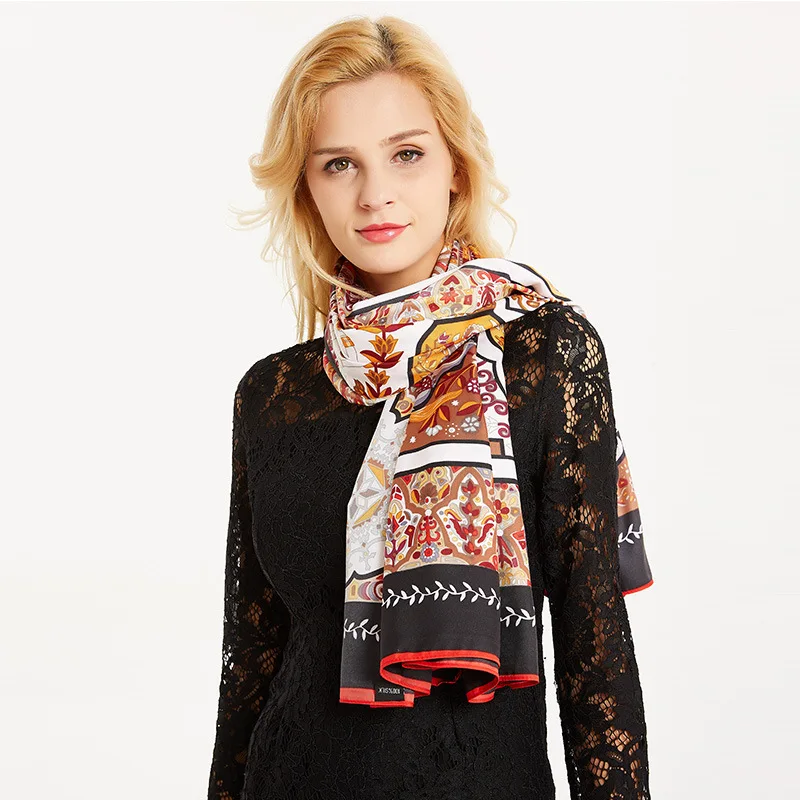 2020 Новый Для женщин шелк набивной шарф платок Универсальный светильник класса