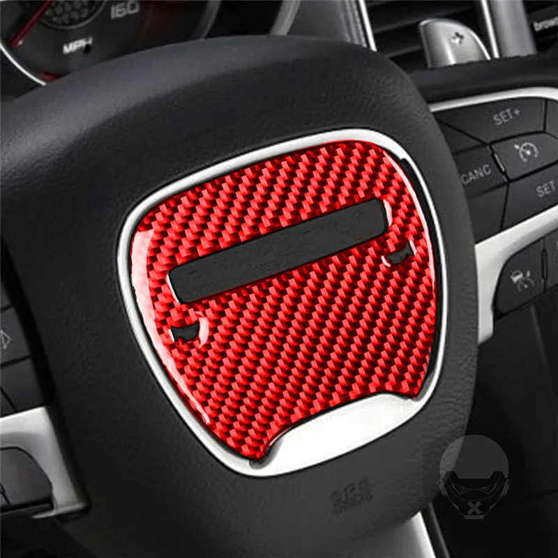 

Car Steering Wheel LOGO Panel Trim Cover Carbon Fiber Sticker Styling Accessories For Dodge Challenger 2015-2020