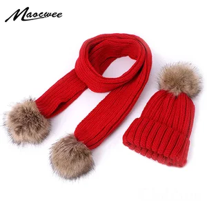 Шапка вязаная женская, осенне-зимняя, с помпоном и шарфом, твердые крышки шарфов