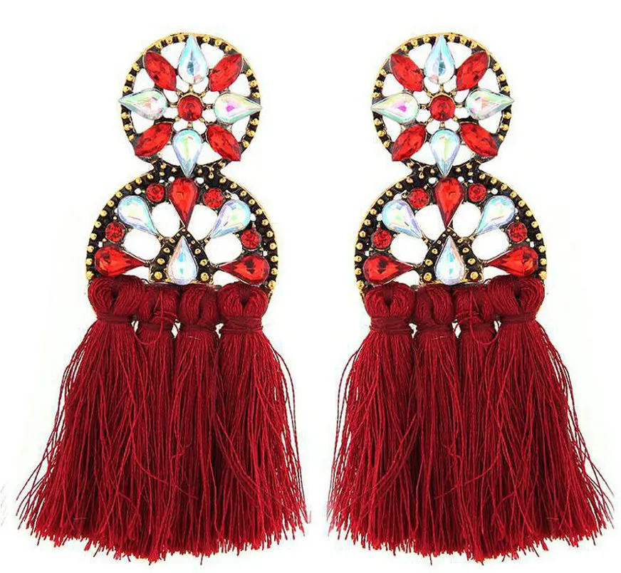 1 пара длинные женские серьги кисточки с кристаллами|Серьги-подвески| |