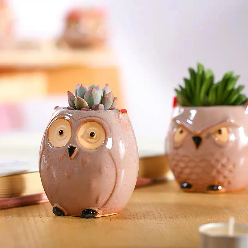 Креативный мини цветочный горшок в форме совы для растений настольный офиса