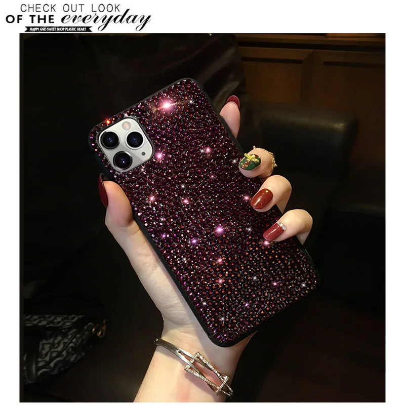 Модный черный мягкий чехол с блестящими стразами для iPhone 11 Pro XS Max XR X 8 7 6 6S Plus SE 2020