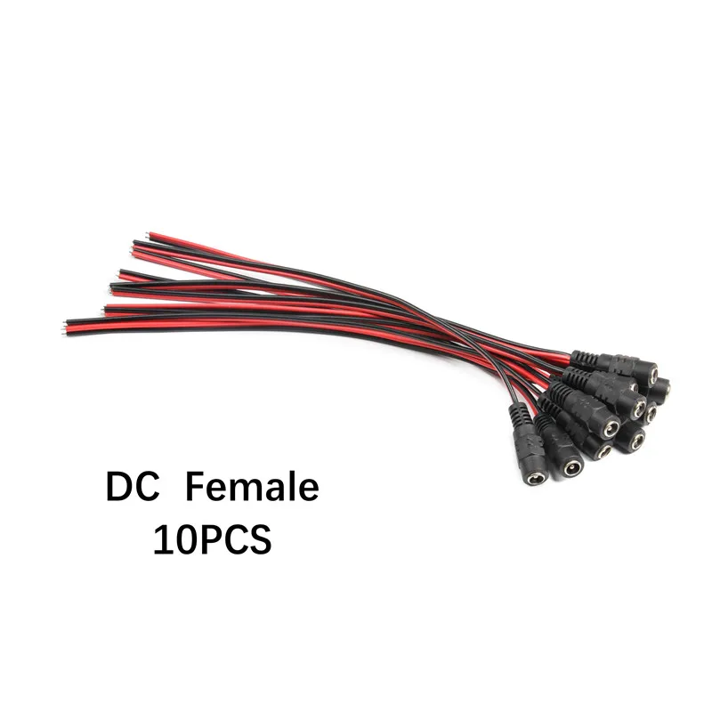 10pcs Female 5/10 шт. 26 см мужской женский разъем кабель Подключите адаптер питания 5,5*2,1 мм, работающего на постоянном токе 12 В в Разъемы Набор для Светодиодные ленты светильник CCTV Камера - Цвет: 10pcs Female