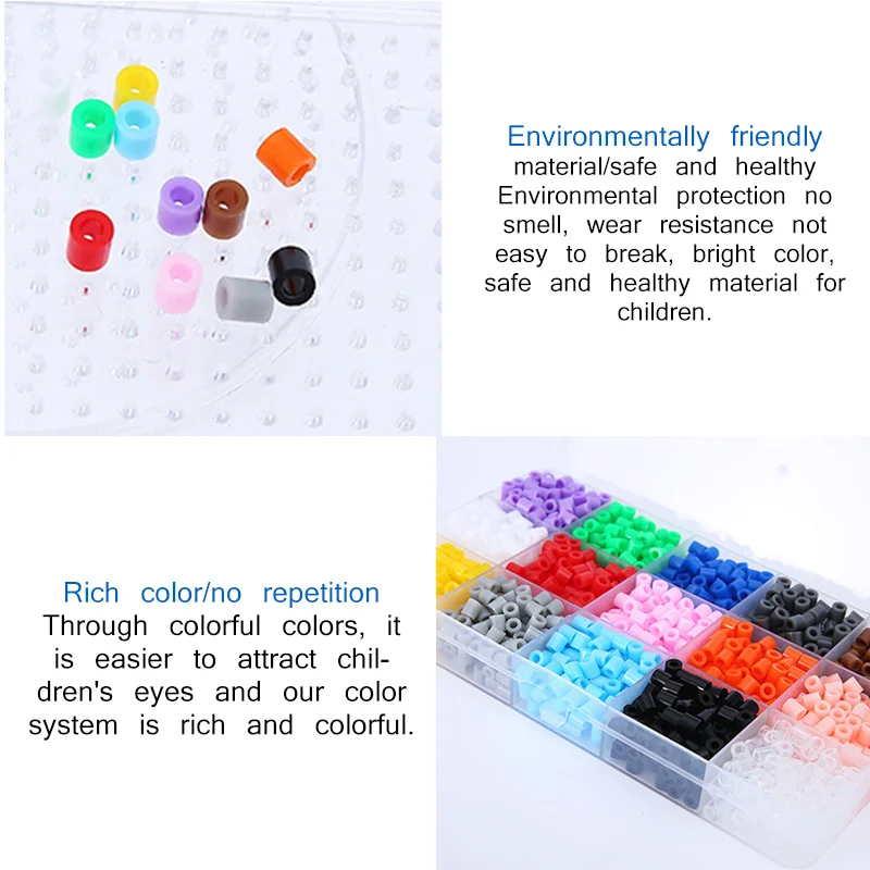 DIY 5mm Hama Bead Set With Pen Tweezer Pegboard Template Tool Toy Creative Handmade Craft Fuse Beads Magic Water Suit Gift | Игрушки и