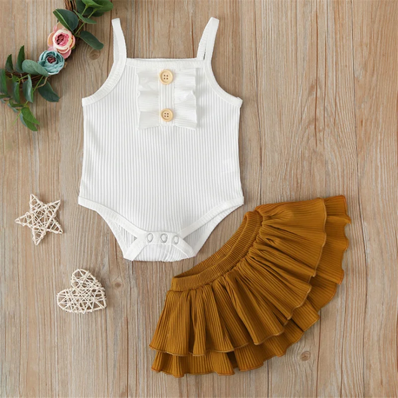 Летняя одежда для новорожденных девочек Комплекты малышей Детский комбинезон с