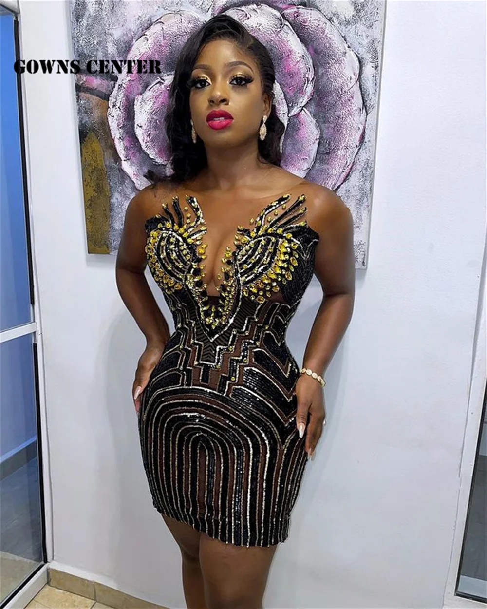 

Black Girls Sparkly Mermaid Strapless Short Prom Dresses Luxury 2021 Mini Cocktail Dress Homecoming Gowns Party Gown