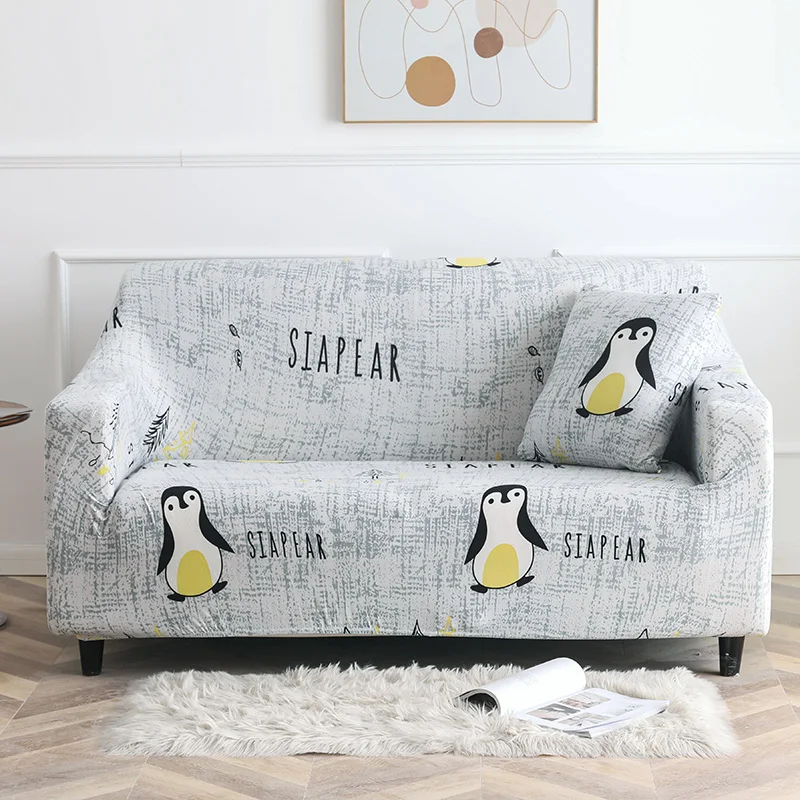 

Cartoon Penguin Elastic Sofa Cover All-inclusive Protector Sofa Stretch Couch Covers Armchair Cover Sofa Covers for Living Room