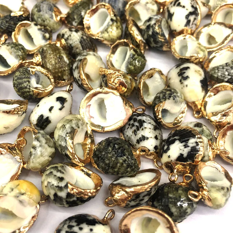 

New 10pcs Natural Snail-shaped spotted shell Pendants For jewelry making DIY Accessories Fit Necklaces Size 10x15-12x18mm