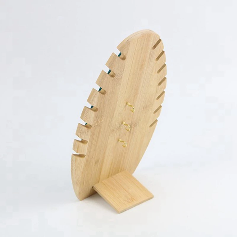 

2Pcs Bamboo Wood Jewelry Display Stand Necklace Showcase Holder Pendant Long Chain Hanging Organizer 3 & 2