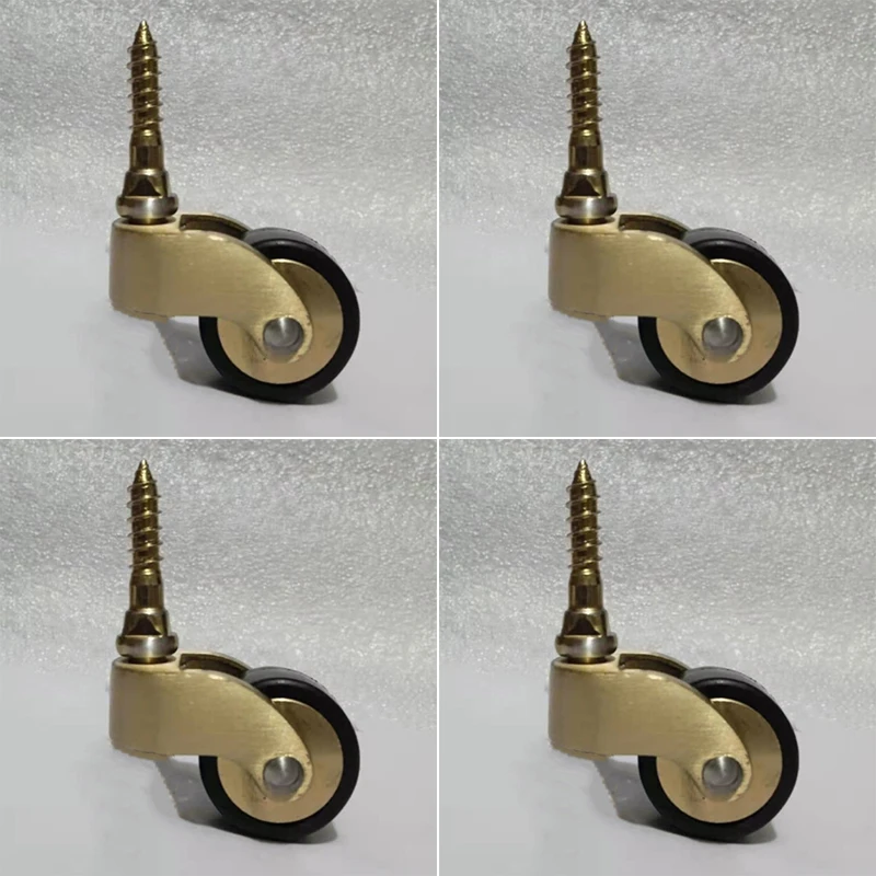

4PCS Solid Brass+Rubber Silent Casters Wheels Table Chairs Sofa Couch Bar Piano Furniture Rollers 360° Swivel Castors Pulleys