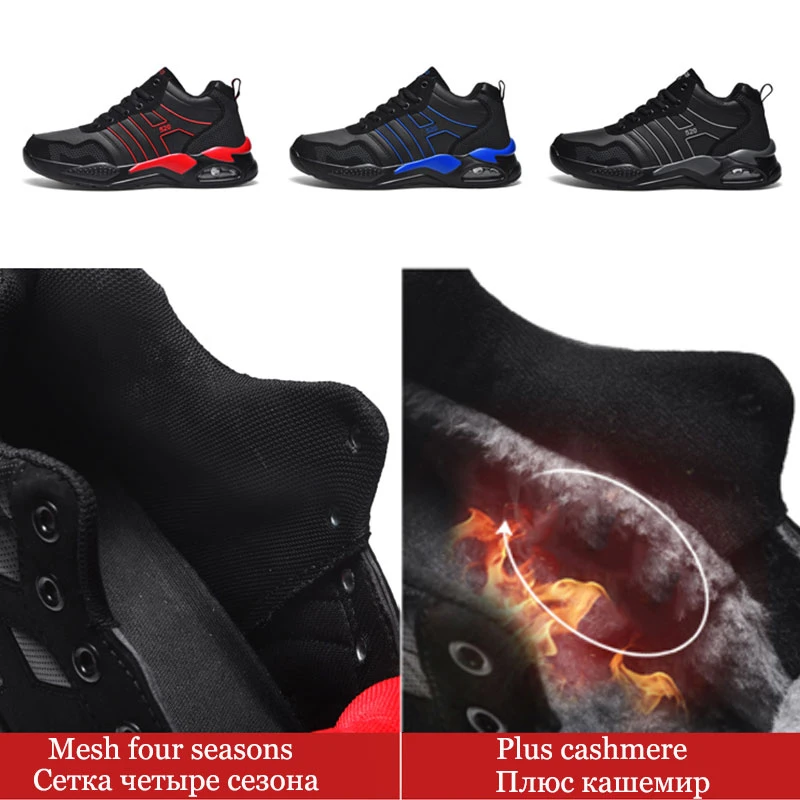 

XIZOU 2021 Men Casual Shoes Blue Outdoor Winter Sneakers High Quality Warm Men Boots Waterproof Non-slip Walking Snow Boots