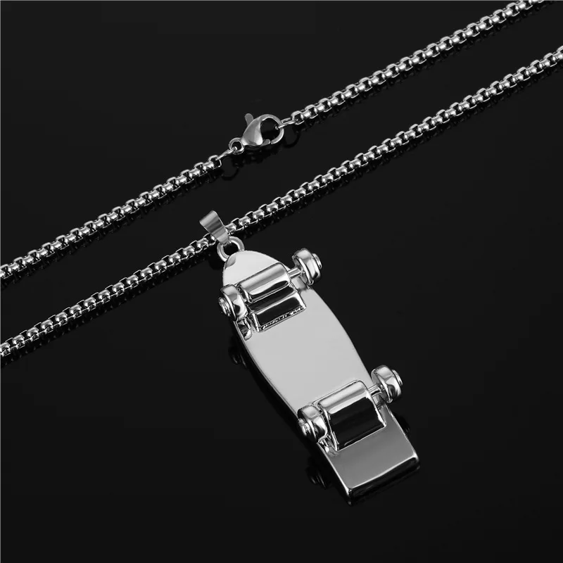

Hip Hop Popular Men Necklace Luxury Zinc Alloy Skateboard Pendant Stainless Steel Chain Trendy Couple High Quality Jewelry