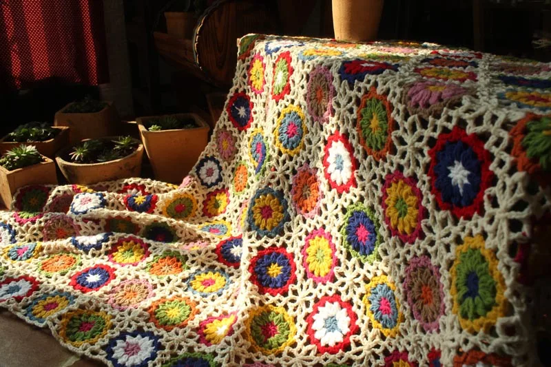 Китайское Оригинальное модное вязаное крючком одеяло ручной работы фетровая