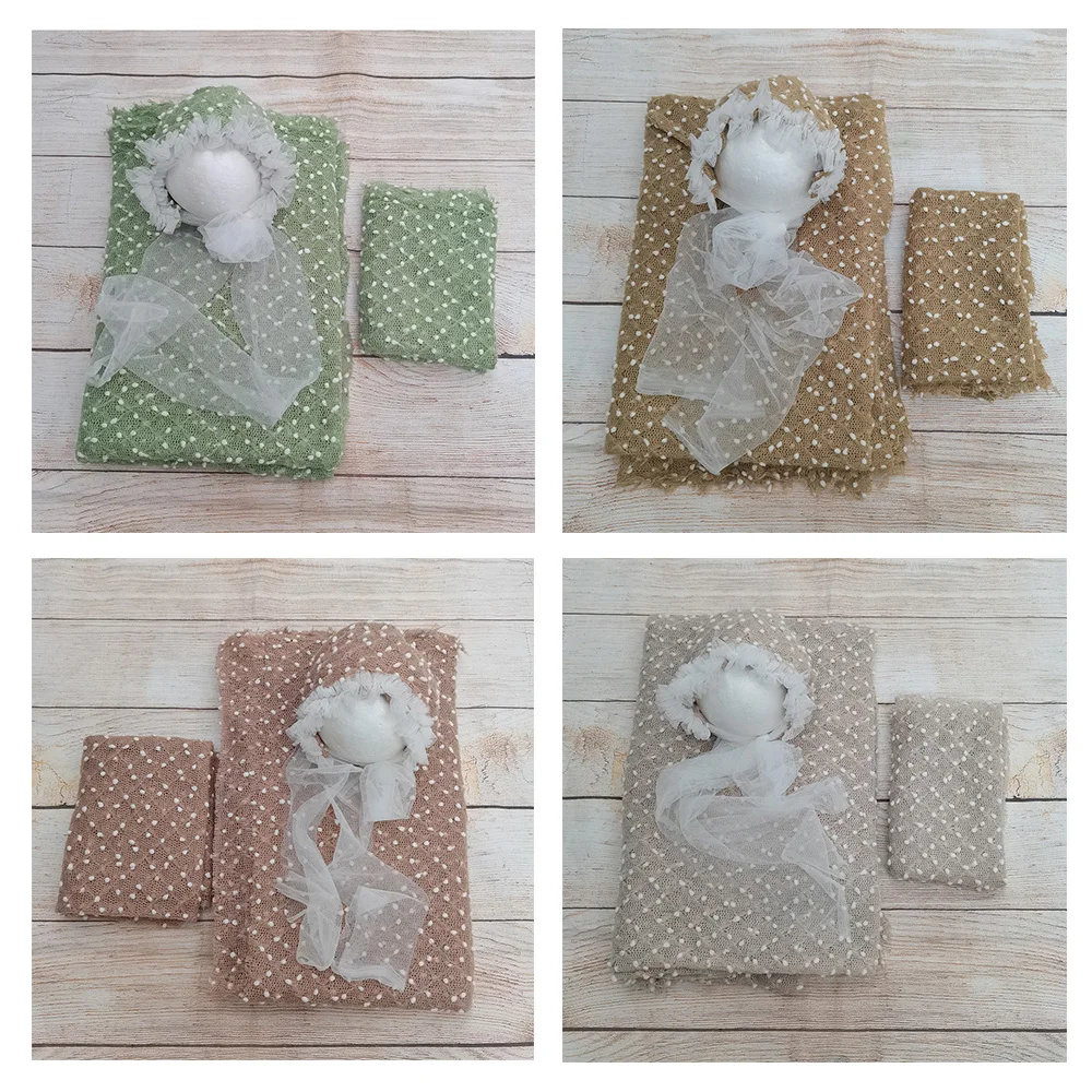 

Don&Judy 3pcs Set Newborn Photography Props Wrap + Blanket + Hat Bonnet Infant Photo Shooting Accessories Studio Photo Shoot