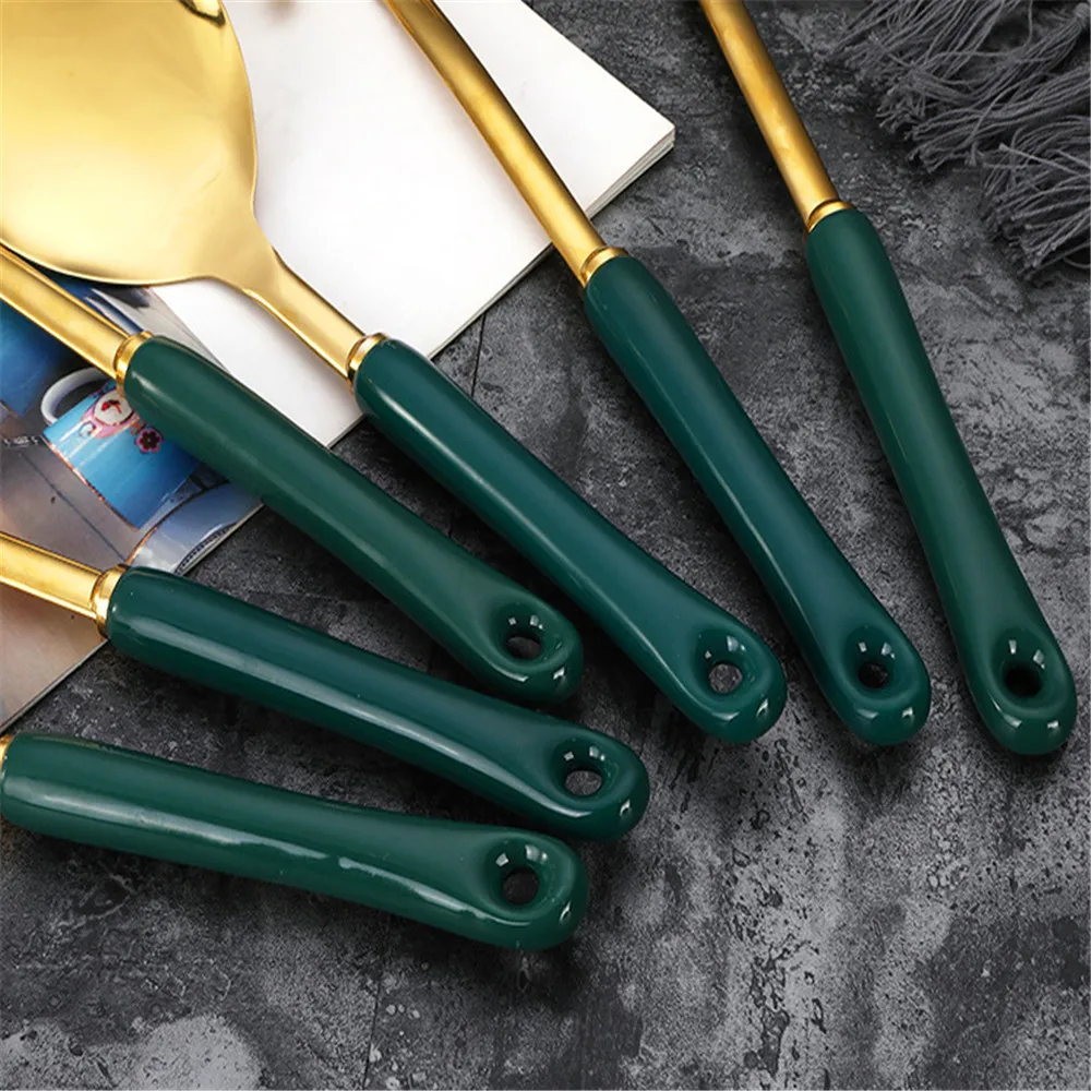 

7PCS Spoons Kitchen Utensils Sets Stainless Steel Spatula BBQ Kitchen Spatula Clamps Spoon Kitchen Tongs Cooking Tools Gift Set