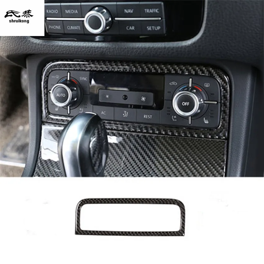 1pc Epoxy glue real carbon fiber air conditioning control adjustment panel decoration cover for 2011-2018 Volkswagen VW Touareg