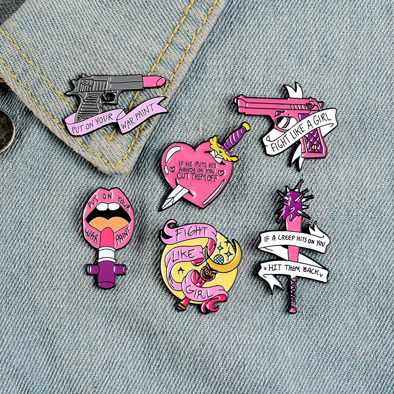 Розовая помада для девочек эмалированная булавка в виде пистолета сражение