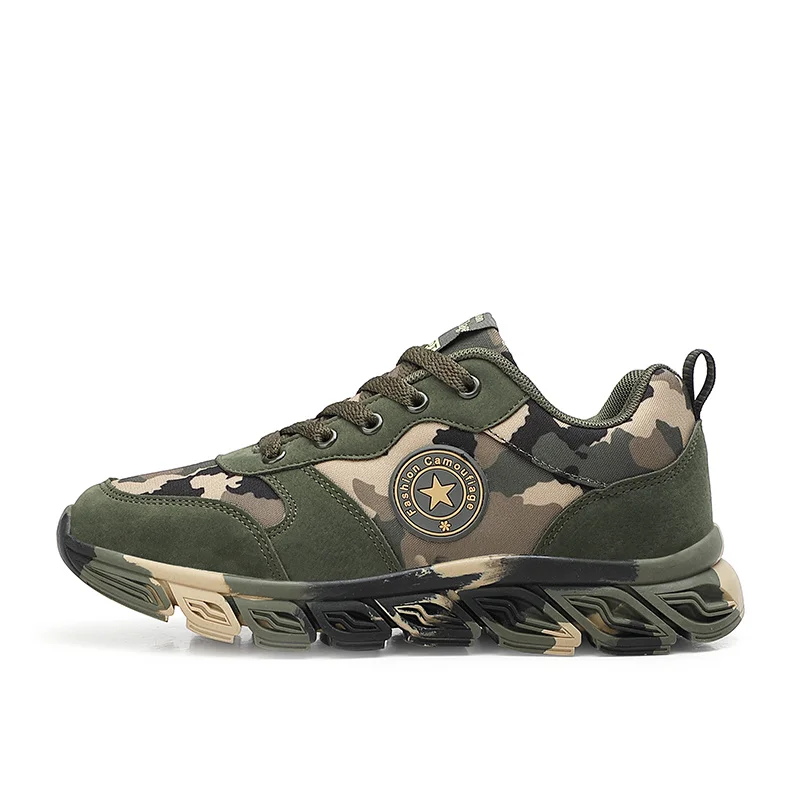 Green Breathable Sneakers For Men Outdoor Non-Slip Mens Hiking Shoes Trekking Low Camouflage Woman Hiking Shoes Zapatos Hombre