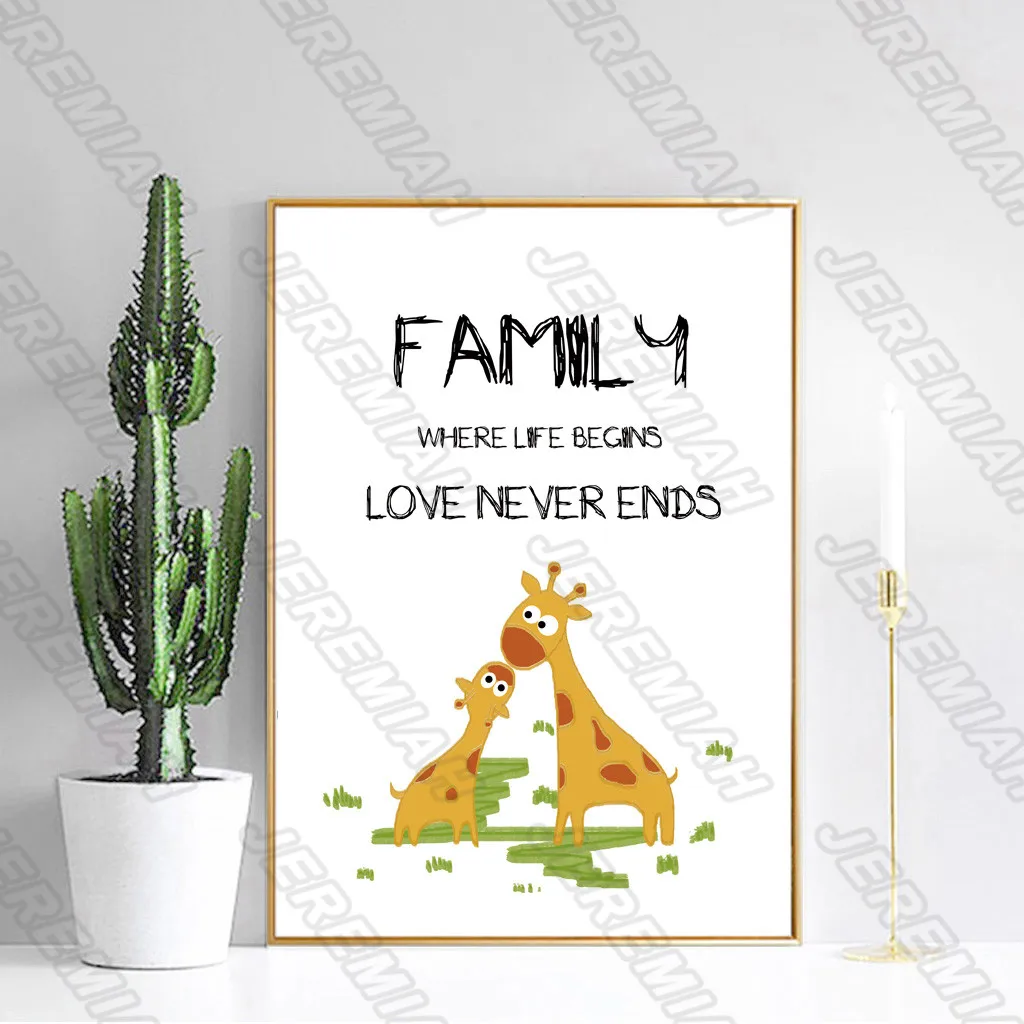 

Cute Cartoon Animal Poster Nordic Style Wall Art Canvas Print Painting Modern Children Bedroom Decoration