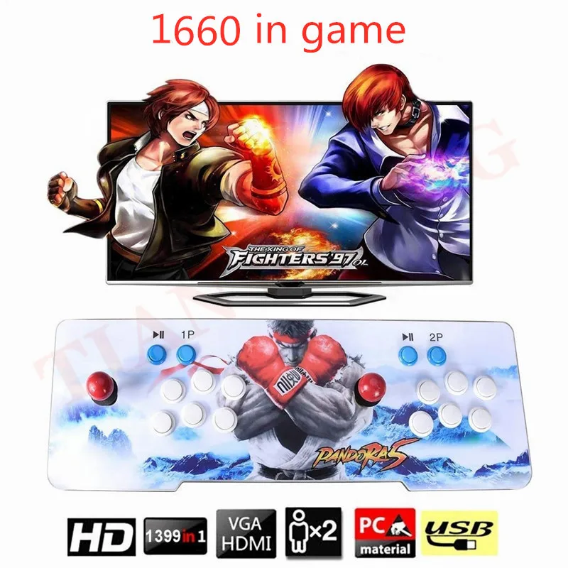 Новая коробка 9 3D 1660 в 1 аркадная игровая железная Консоль 2 игрока Джойстик