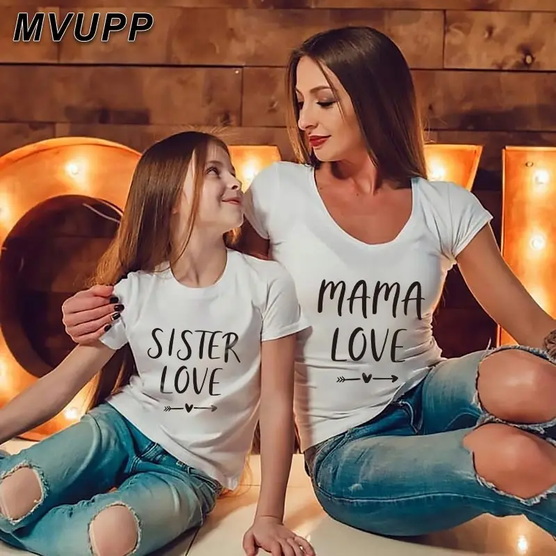 Футболка для мамы и девочки милый стиль одинаковые наряды семьи футболка дочки с
