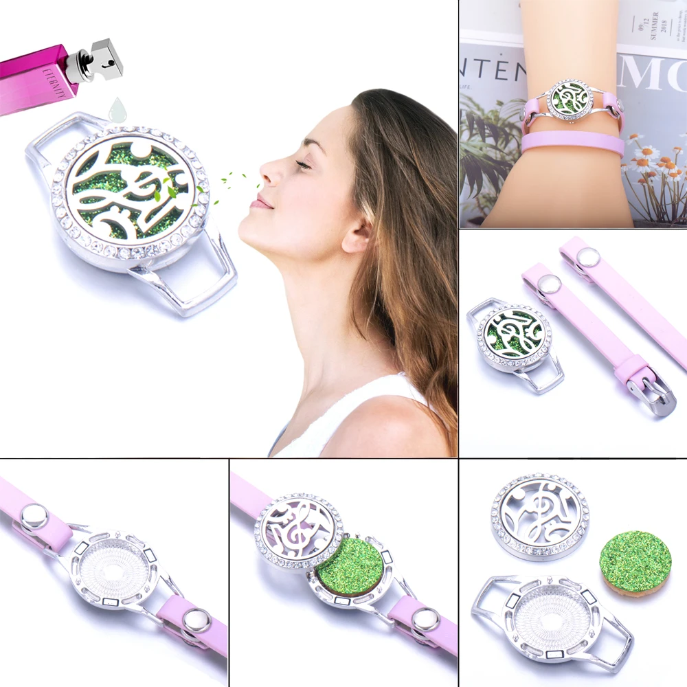 Кожаная обложка розового цвета браслет из нержавеющей стали освежитель воздуха