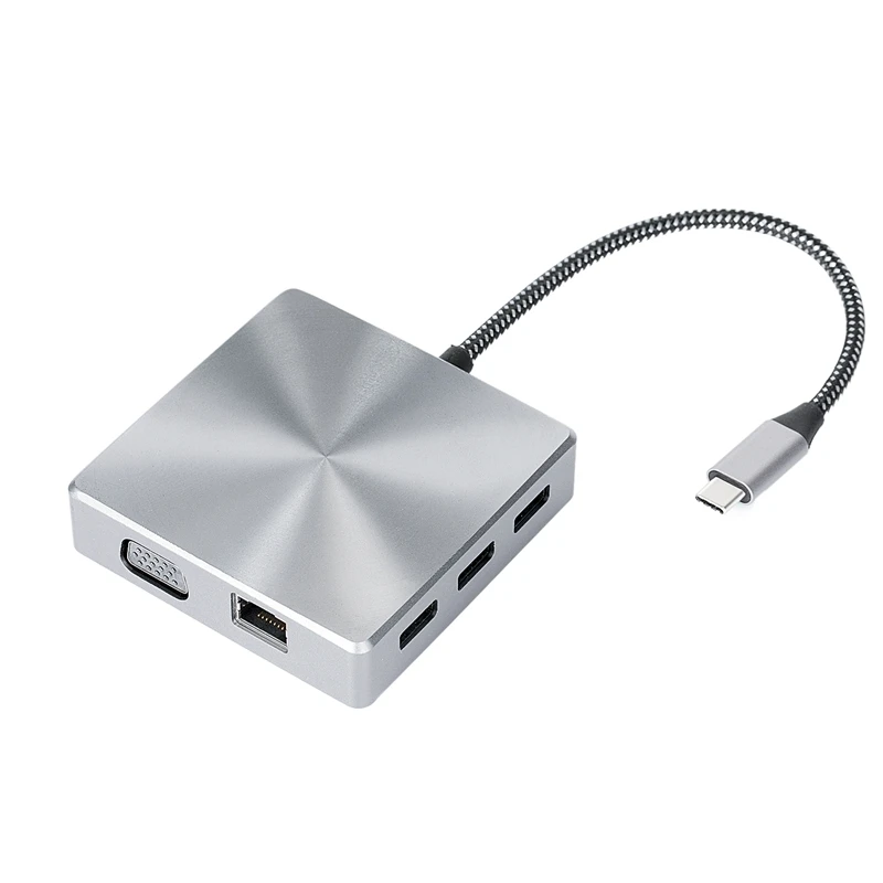 

USB C Docking Station 4K HD MI VGA RJ45 Ethernet 3X USB3.0 Ports 100W PD SD TF Card Reader 3.5mm Audio USB C Hub