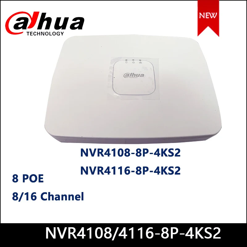 

Dahua POE NVR NVR4108-8P-4KS2 NVR4116-8P-4KS2 8/16 Channel Smart 1U 8PoE 4K&H.265 Lite Network Video Recorder