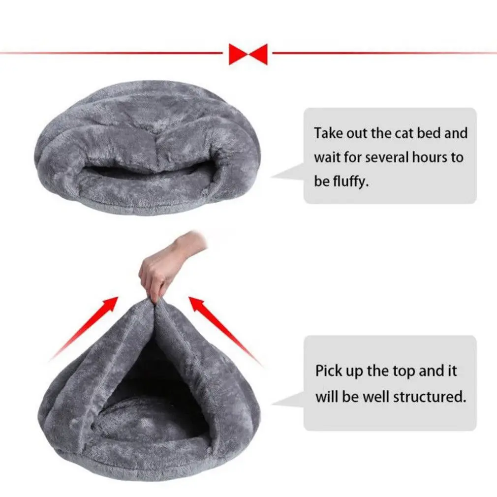 Осенне зимняя мягкая теплая кровать домик для домашних питомцев 2