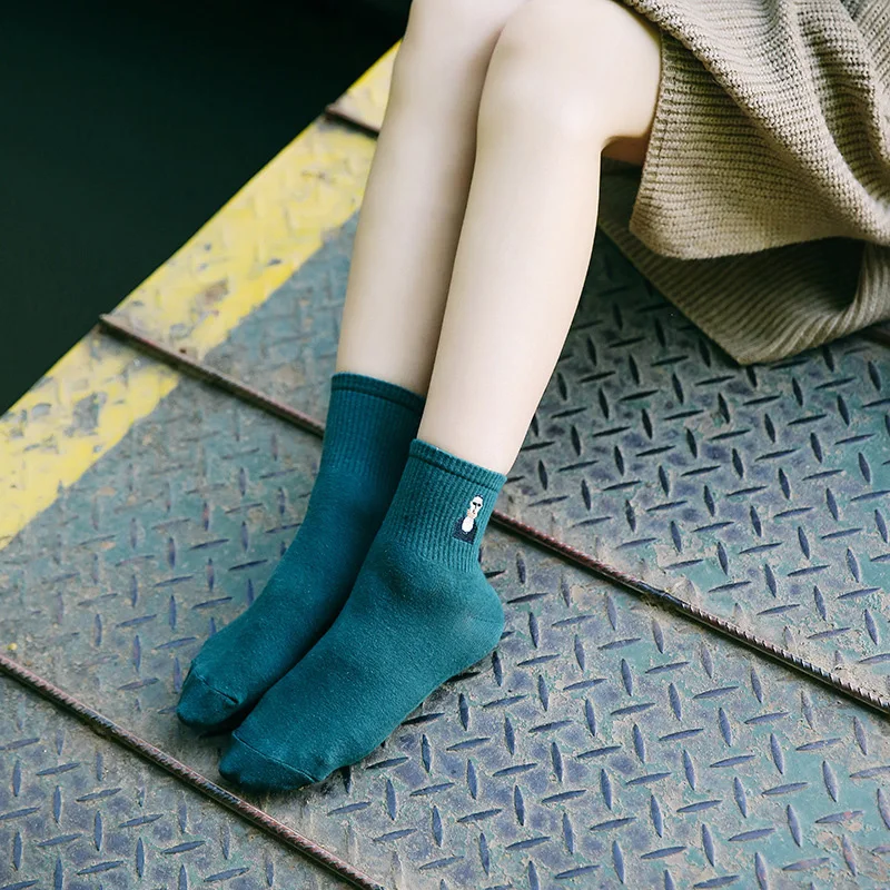 Новые женские милые хлопковые удобные носки с вышивкой в стиле Харадзюку