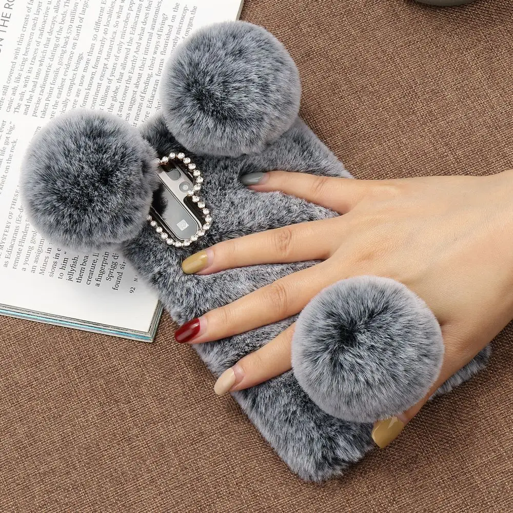 Роскошный милый чехол LAPOPNUT с объемным рисунком панды и теплым кроличьим мехом