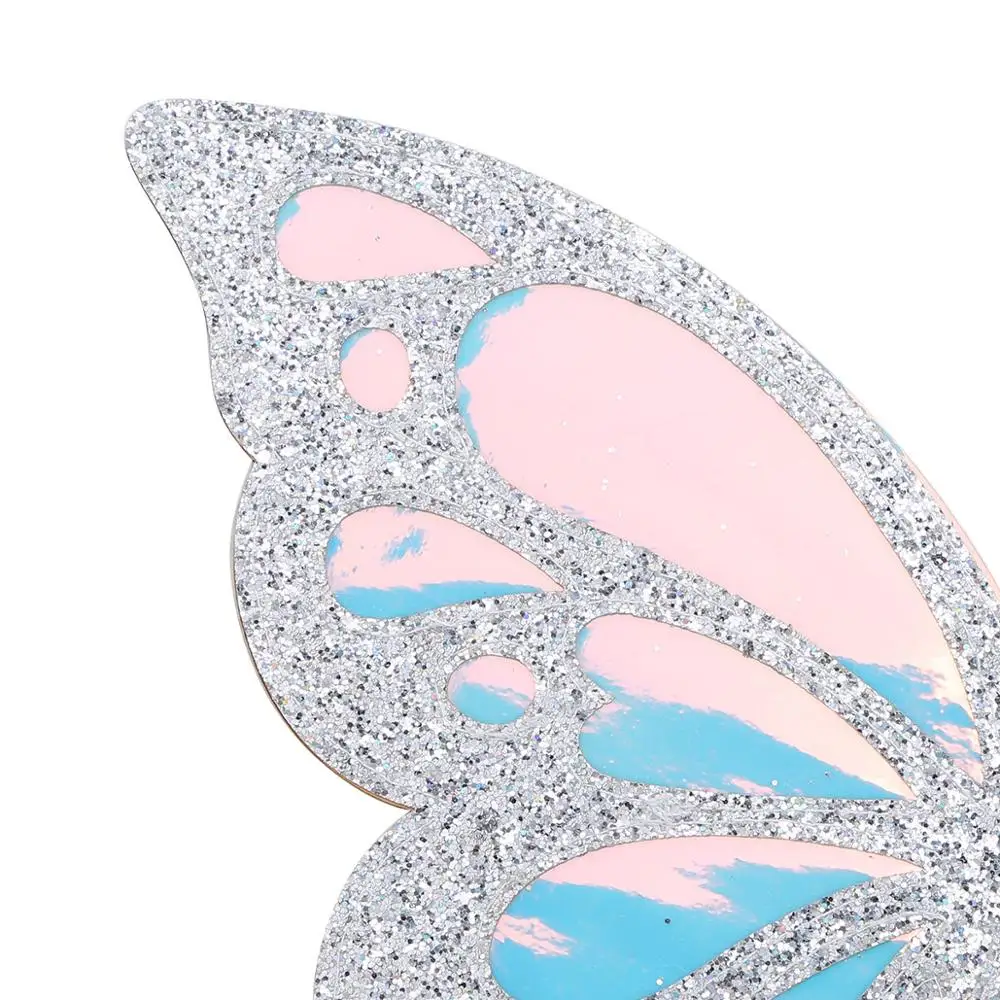 Дети девочки Феи принцесса косплей крыло блестящее голографическое бабочки для