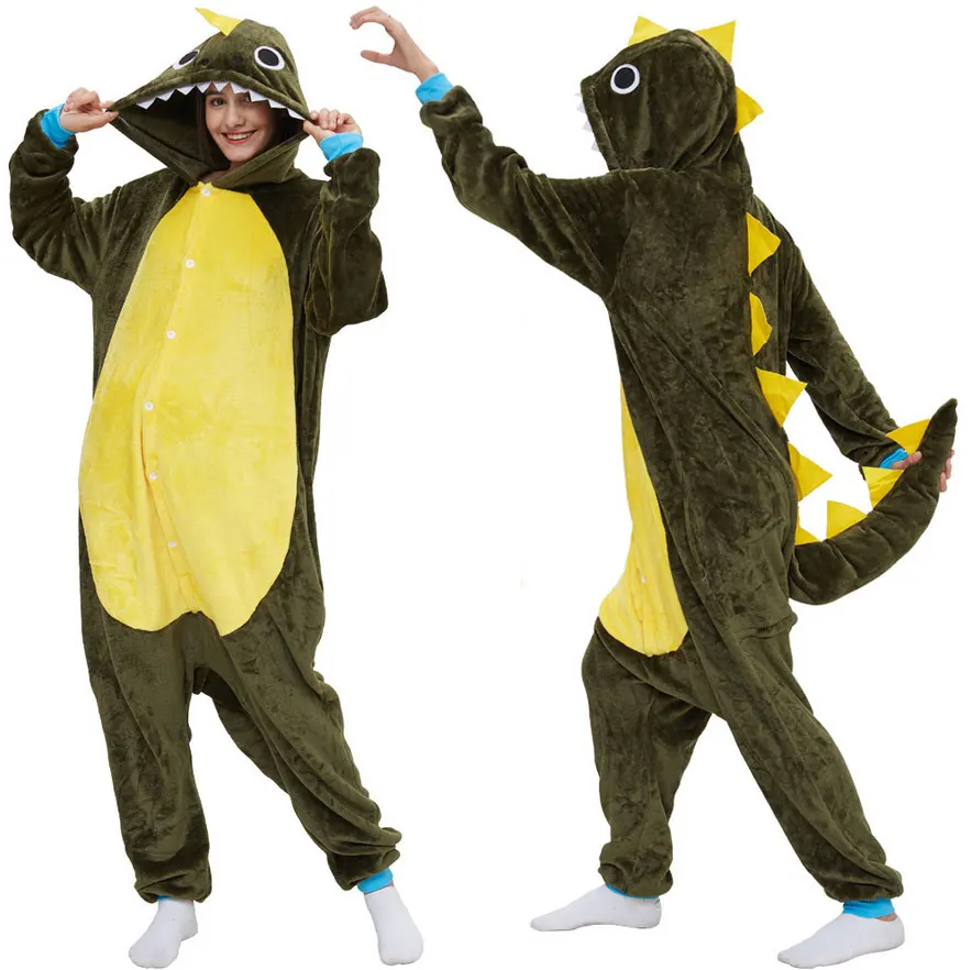 Kigurumi Green Monster Dinosaur Onesies Dragon Pajamas Cartoon Costume Cosplay Pyjamas Party Dress Pijamas