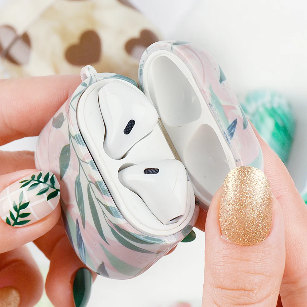 Чехлы с листьями для AirPods 1 Air pods 2 Роскошный чехол Apple Airpod 2nd 1st зарядная коробка Fundas