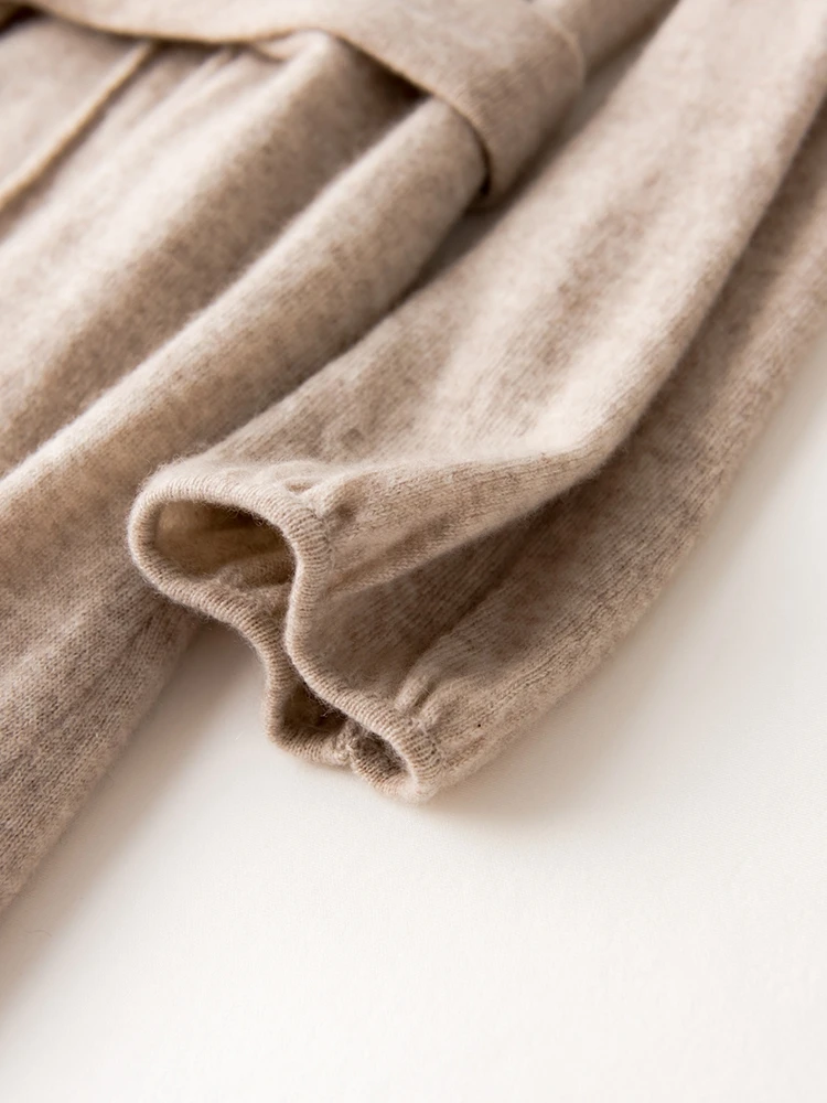 Winter new women's mid-length 100% cashmere pullover round neck soft and comfortable solid color long knitted women's sweater