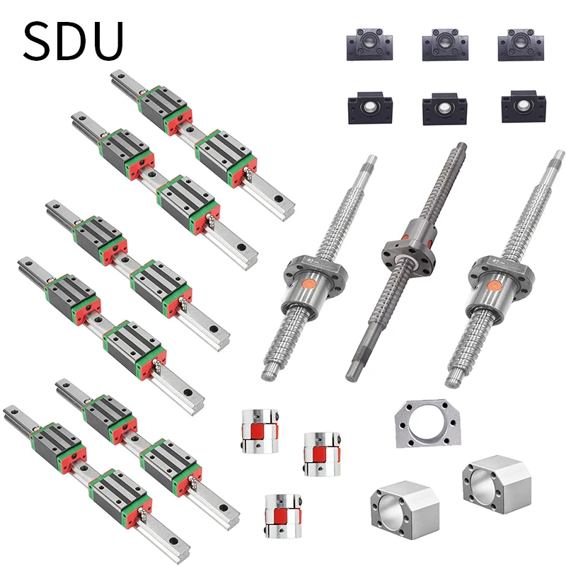 

Free shipping cnc set HGR20 Square Linear guide sets 12pcs HGH20CA +SFU605/1610 1605 ball screw+BK BF12 +Shaft coupling