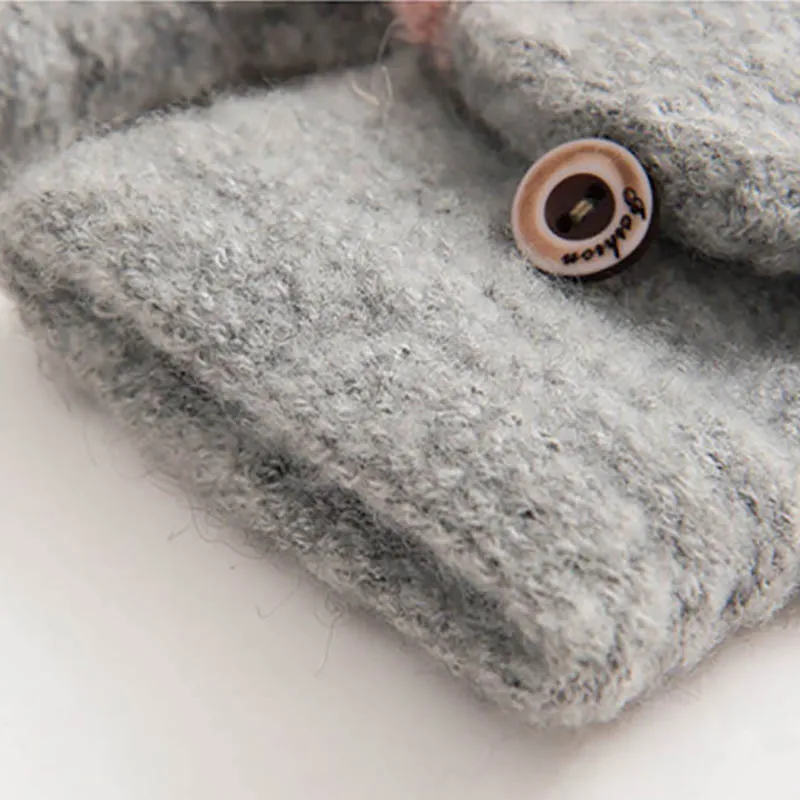 Зимние перчатки для девочек и мальчиков с откидной крышкой теплые митенки