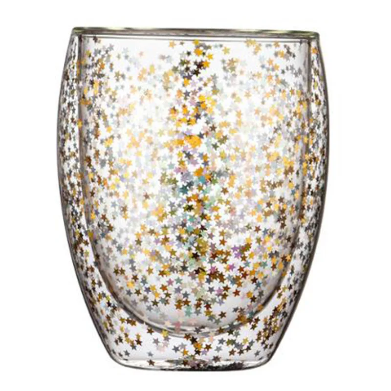 Прозрачная стеклянная кофейная чашка с двойным дном термостойкая винная