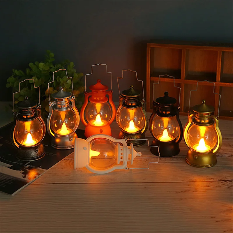 LED Halloween Retro Oil Lamp Lantern Led Energy-Saving Candle Light Decorations for Home Horror Props Kids Toy | Дом и сад