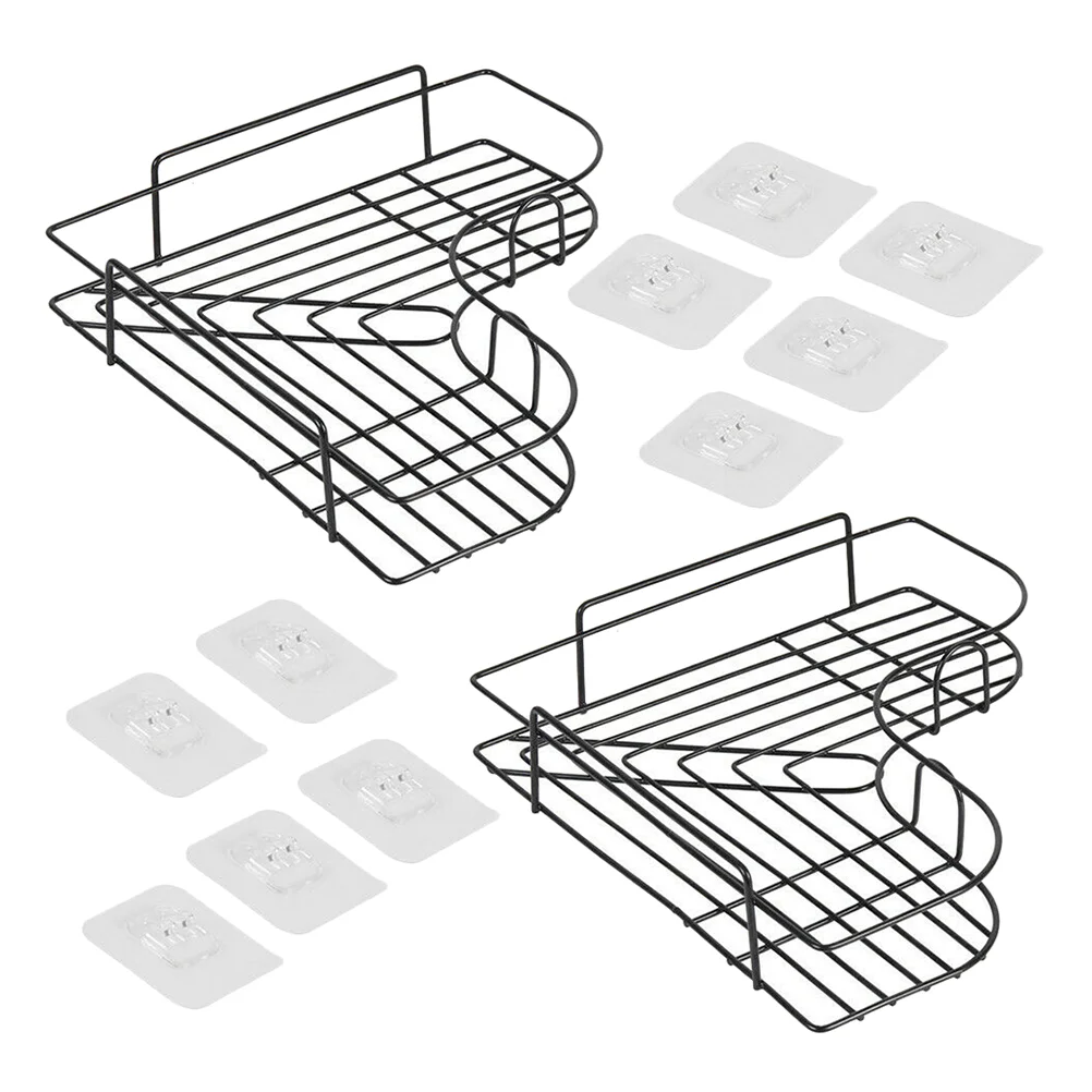 

1 Set Punch-free Storage Rack Bathroom Wall-mounted Storage Shelf for Home