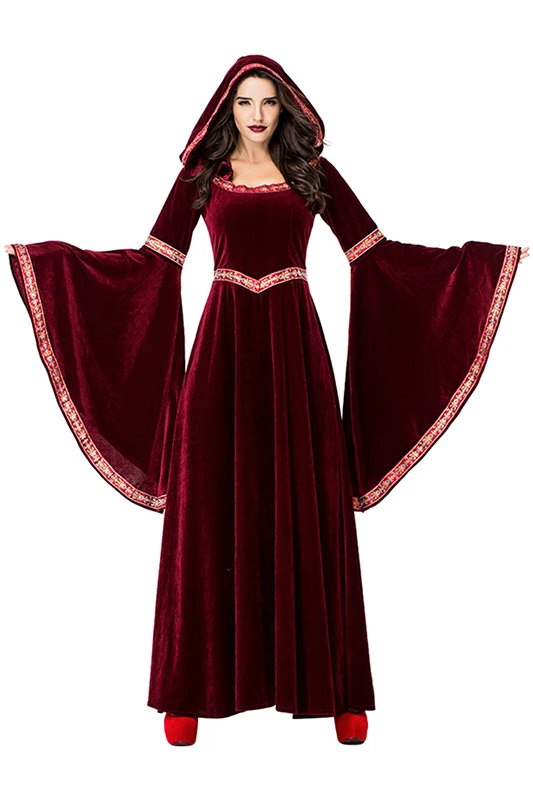 Женский бархатный костюм готический маскарадный в стиле ретро ведьмы на