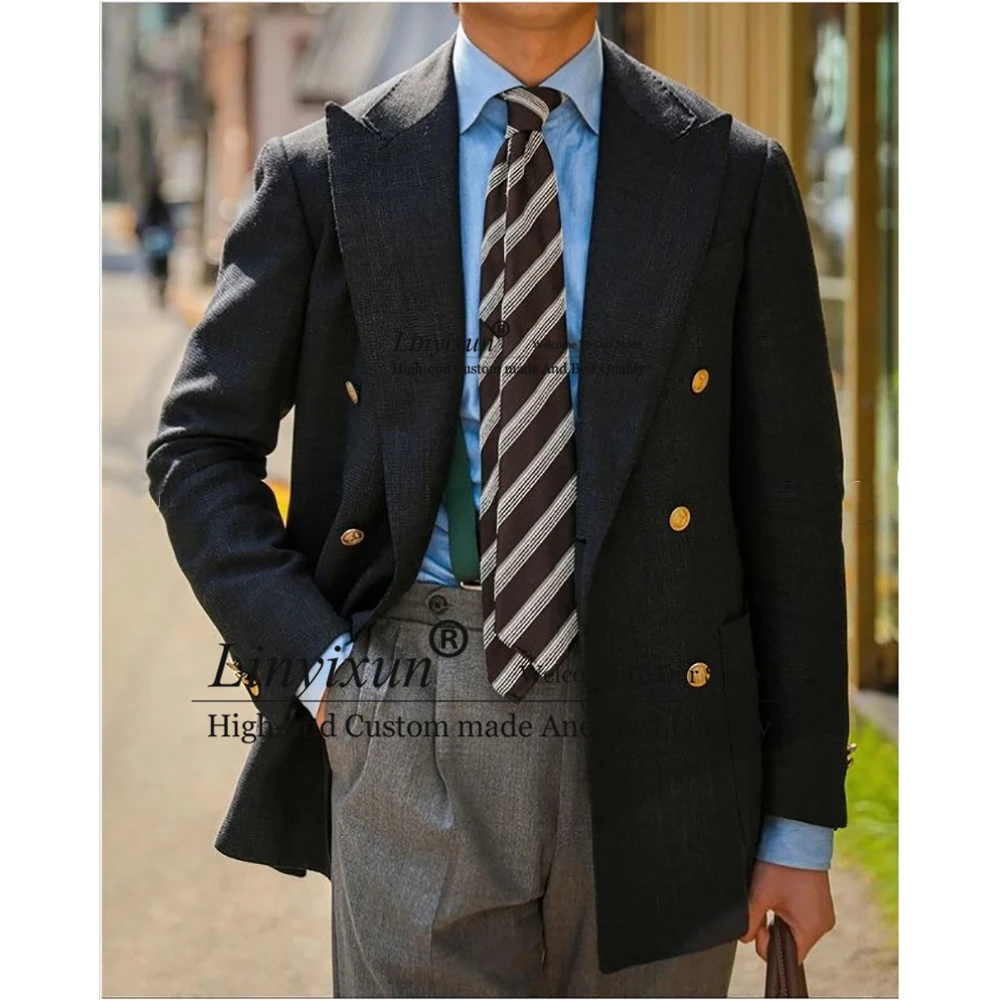 

Винтажные мужские костюмы, свадебный смокинг для жениха, двубортный официальный деловой Блейзер, облегающий комплект из 2 предметов, мужской костюм (пиджак + брюки)