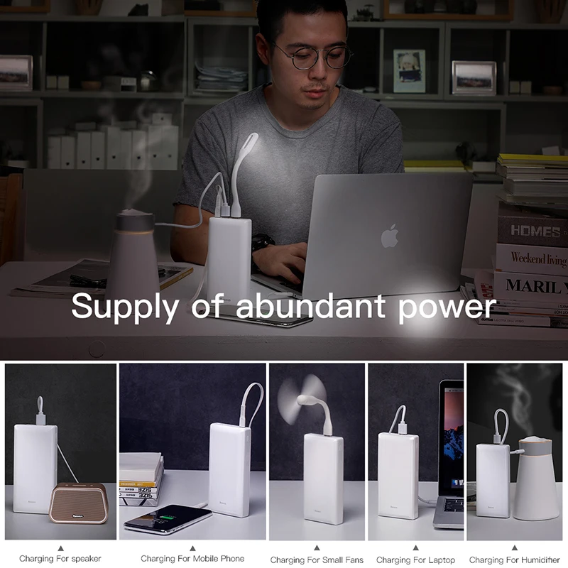 Baseus Power Bank 30000 мАч 3A Быстрая зарядка PD USB Type C портативный внешний аккумулятор
