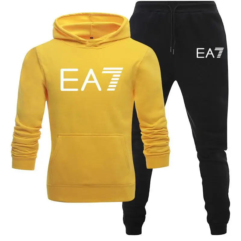 

2021 New Sport Men's Hoodie + Pants Sets 2 Pieces Spring Running Sportswear Sports Shirt Set Workout Clothes Men's Sports Suit