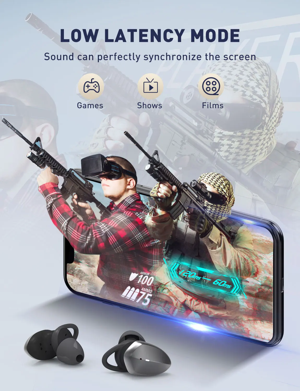 True Wireless Earbuds 35dB Active Noise Cancelling ANC TWS Transparent Mode Bluetooth 5.0 6 Built-in Mics Immersive Stereo Sound |