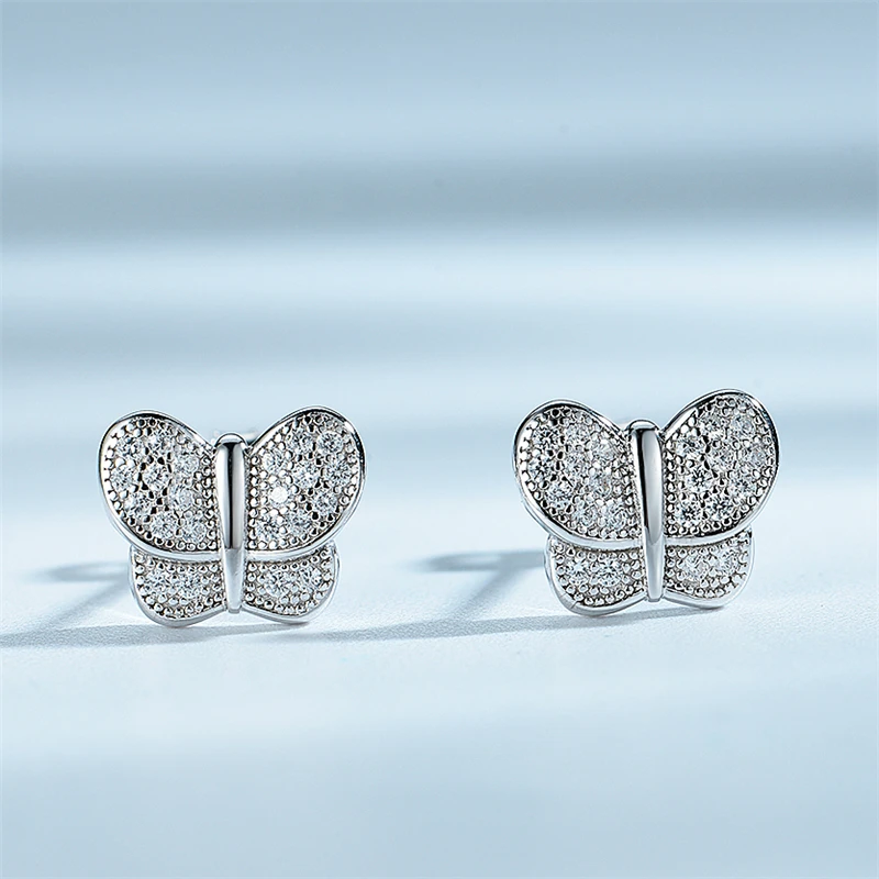 

Женские серьги-гвоздики DY из стерлингового серебра 925 пробы с кубическим цирконием и бабочкой, модные ювелирные украшения